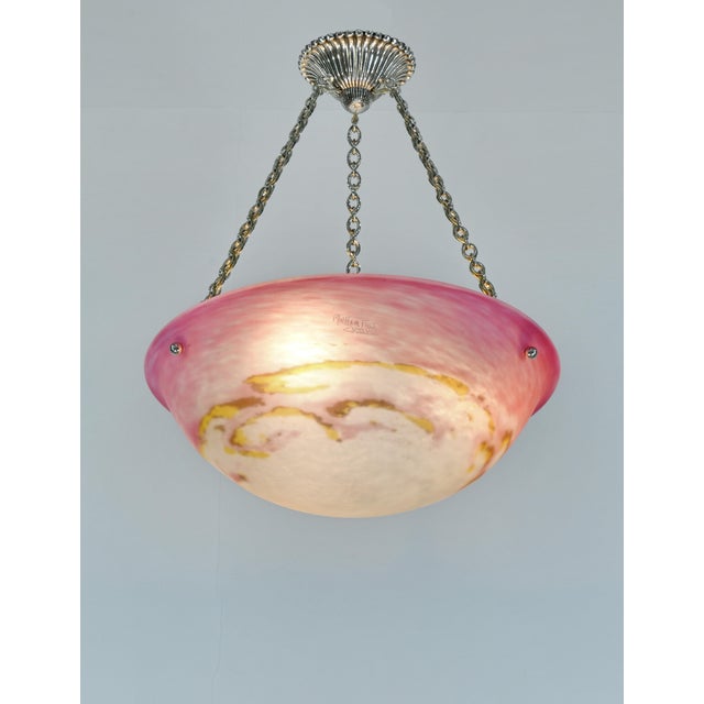 Hettier & Vincent French Art Deco Pendant Light by Muller Freres & Hettier Et Vincent - 1920s France For Sale - Image 4 of 13