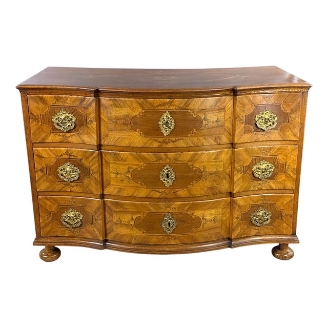 Antique Baroque Chest of Drawers with Inlays, 1790s For Sale