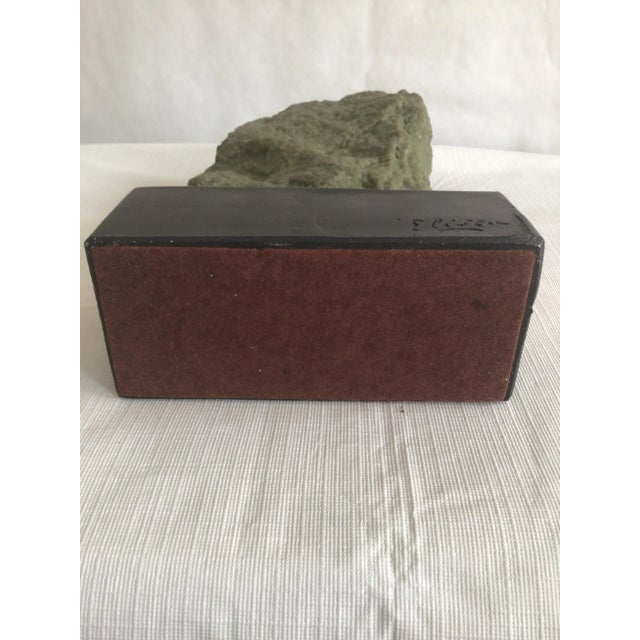 1960s Green Marble Owl Sculpture on Composition Base For Sale - Image 10 of 11