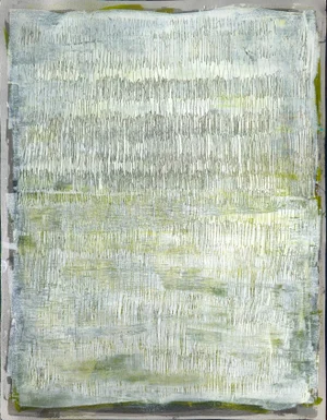 Rhythmic Play 19.75*25.5* Acrylic Gouache on Paper Original Art by Carrie Bergey - Gray, Grey, White, Green