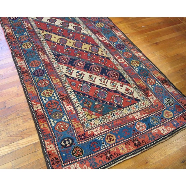Traditional 1890s Multicolor Paisley Antique Caucasian Moghan Rug 3'9" X 8' Handknotted Wool Carpet For Sale - Image 3 of 4