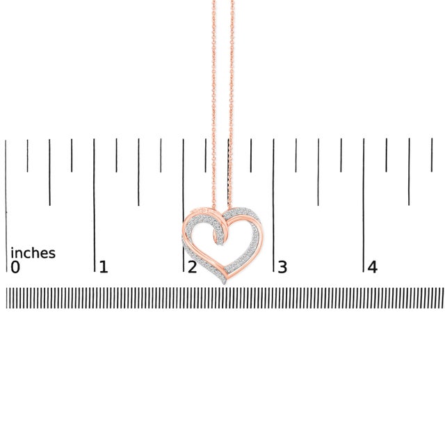 Early 21st Century 14K Rose Gold Plated Sterling Silver 1/2 Cttw Diamond Open Heart Pendant Necklace For Sale - Image 5 of 5