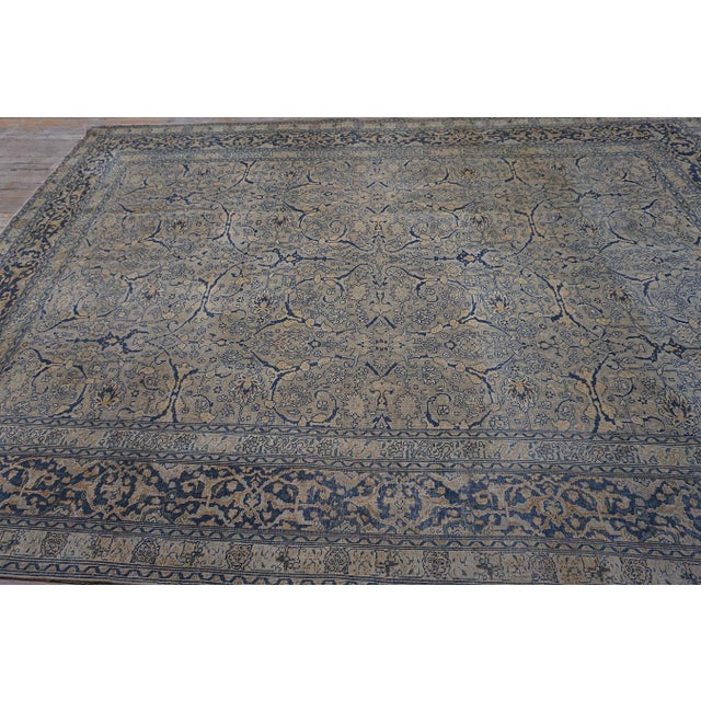 1920s Antique Gray Floral Shah Abbas Room Size Knotted Wool Persian Tabriz Rug For Sale In New York - Image 6 of 11