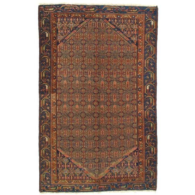 1900 - 1909 Early 20th Century Antique Persian Hamadan Rug - 3′11″ × 6′2" For Sale - Image 5 of 5