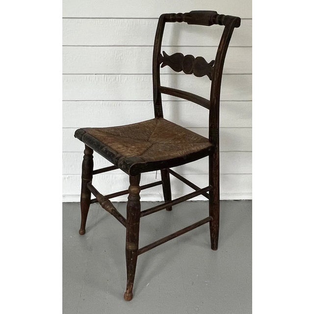 Brown Antique Early 19th Century American Federal Classical Grain Painted Side Chair For Sale - Image 8 of 12
