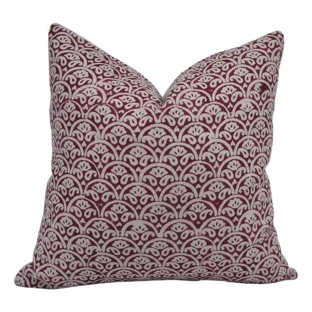 Fabdivine Handmade Block Printed Cushion Cover 18x18 Inch Pure Linen- Shatru For Sale