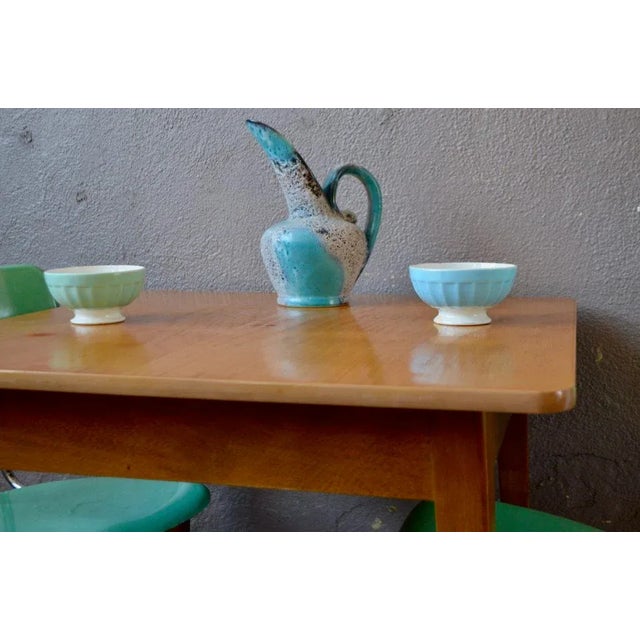 Wood Vintage Bistro Table with Compass Feet For Sale - Image 7 of 18