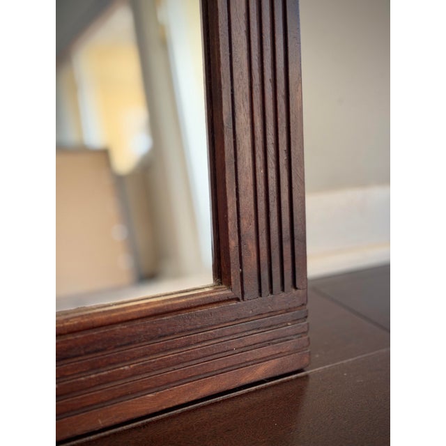 Mid-Century Modern Vintage Arched Walnut Finish Mirror in the Style of Broyhill Brasilia & Mid Century Modern Design MCM Postmodern Style For Sale - Image 3 of 11