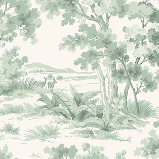 Sample - Borastapeter Countryside Morning Wallpaper in Green For Sale