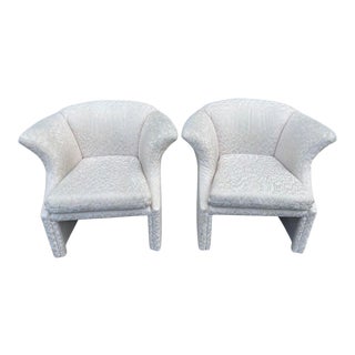Postmodern White Club Chairs by Carsons - a Pair For Sale