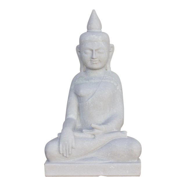 Pure White Modern Burmese Buddha For Sale