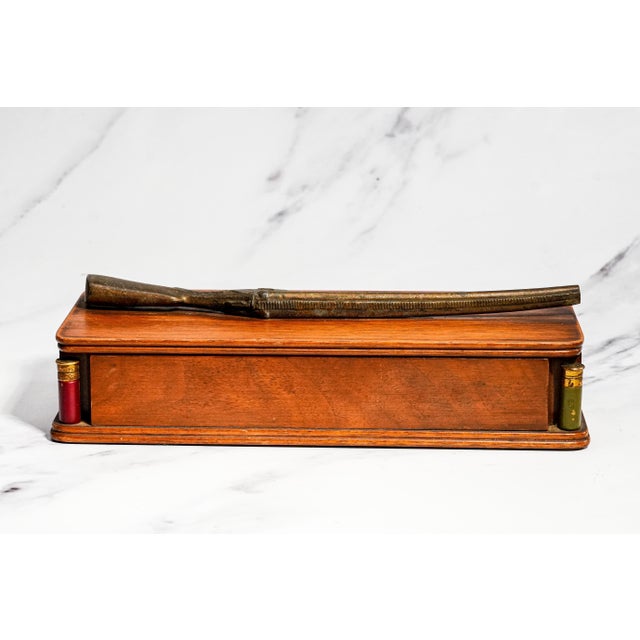 Vintage Mid Century Hunting Theme Wood Box Sporting Desk & Jewelry Storage For Sale - Image 9 of 11