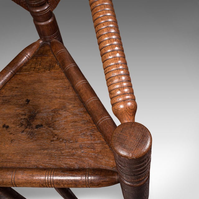 Brown Antique Turner's Armchair, English, Oak, Old Saxon Chair, Elbow Seat, Victorian For Sale - Image 8 of 10