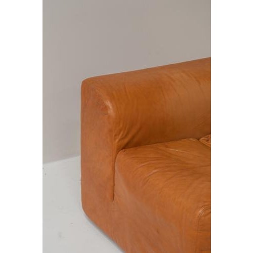 Ipercubo Lounge Chairs in Cognac Leather by Jonathan De Pas, Italy, 1970s, Set of 3 For Sale - Image 9 of 15