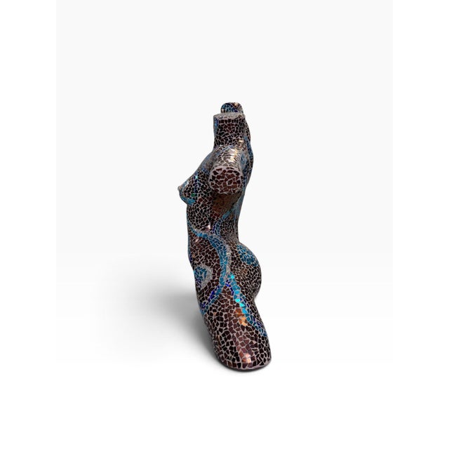 Signed Carol Hall 31" Mosaic Glass Female Torso Sculpture "Bronzed Beauty" For Sale In West Palm - Image 6 of 8