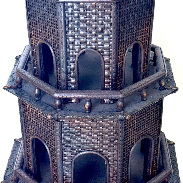 Rare Anglo-Indian Painted Pagoda with Original Miniature-Decorated Stand For Sale - Image 17 of 18