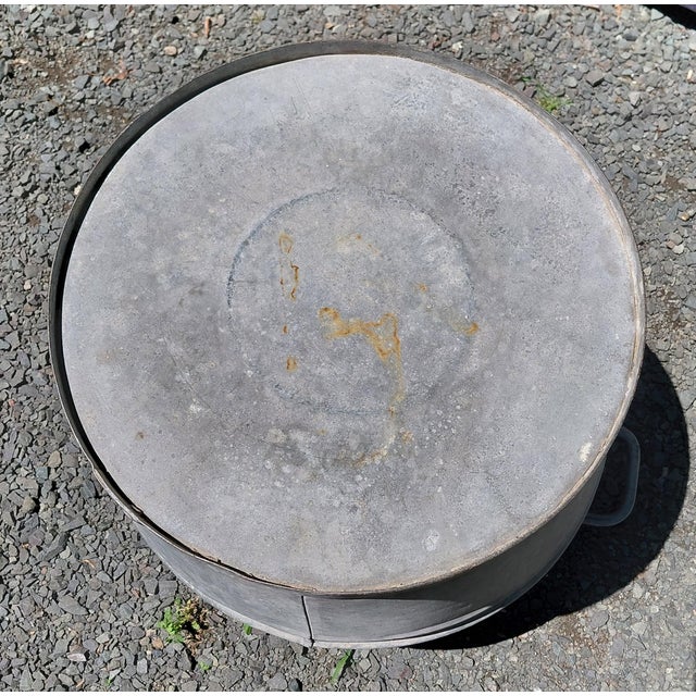 Vintage Belgian Galvanized Dolly Tub with Handles Rivets. It is 25" wide with the handles. Rim to rim it is 17" wide and...