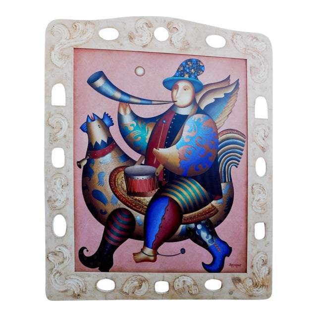 Anton Arkhipov Revelry Hand Signed Original Paining Custom Framed by Artist For Sale