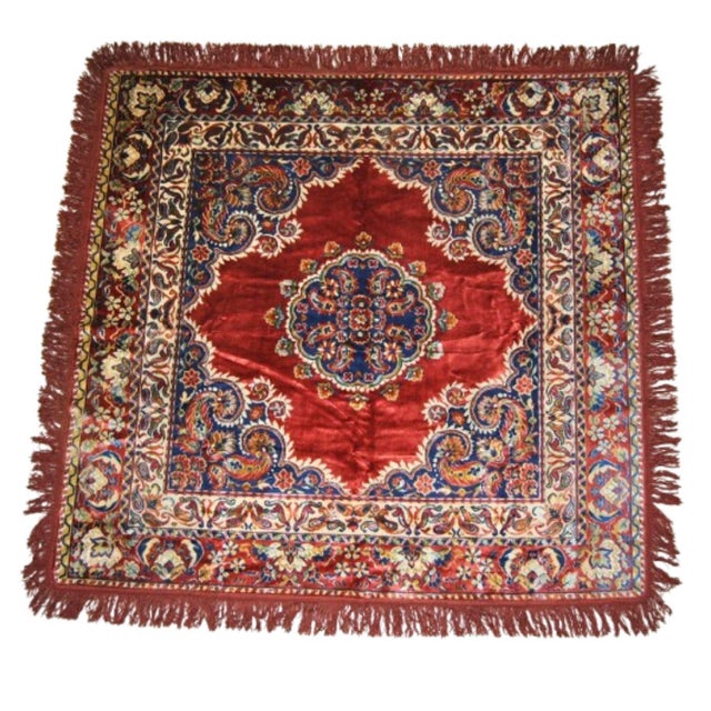 1960s Vintage Oriental Silk Tapestry or Table Cover Central Medallion Style Sarouk For Sale - Image 5 of 12