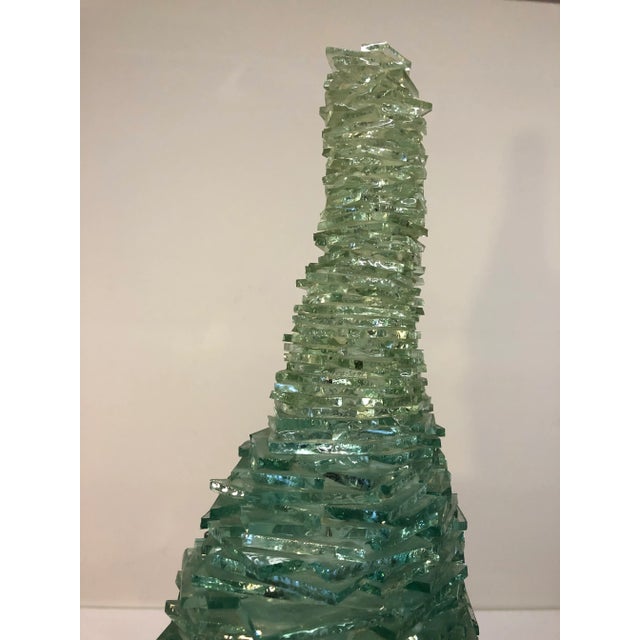 Green Late 20th Century Large Modern Fractured Glass Sculpture For Sale - Image 8 of 10