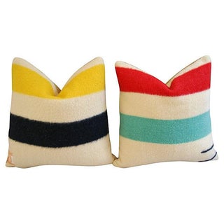 Authentic Hudson's Bay Blanket Pillows - a Pair For Sale