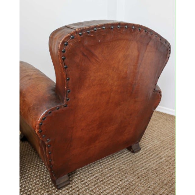 Pair of Antique French Leather Club Chairs - Circa 1920s For Sale - Image 12 of 16