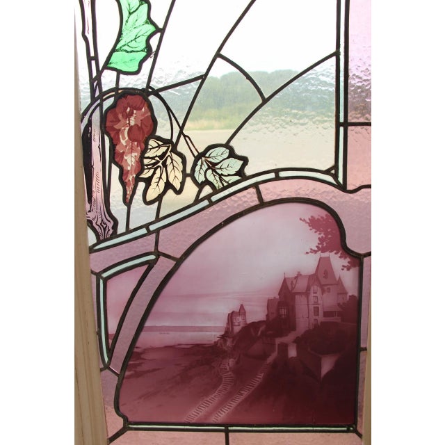 Set of Triple-Layered Acid-Etched Stained Glass Windows attributed to Gruber, 1890s, Set of 3 For Sale - Image 8 of 8