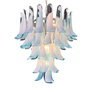 Murano Light Blue Opaline Glass Chandelier from Justfurnituress SRL For Sale