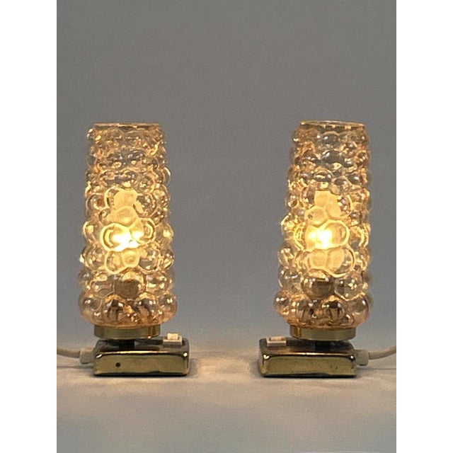 Brass & Bubble Glass Bedside Table Lamps from Teka, Germany, 1950s, Set of 2 For Sale - Image 12 of 18