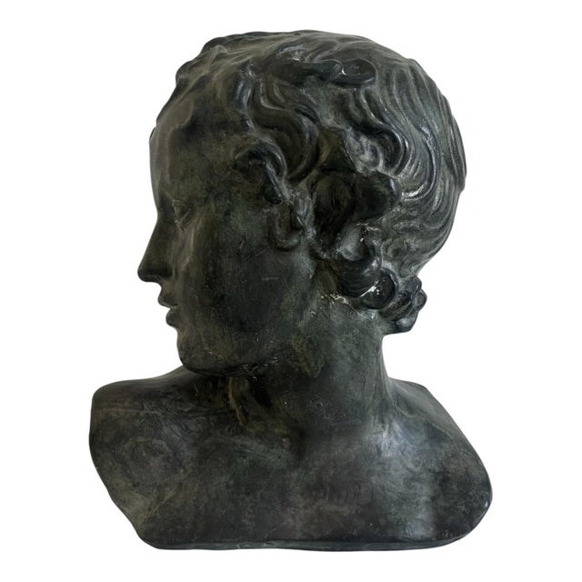 Neoclassical Neoclassical Terracotta Bust of Young Roman Ephebe 20th Century Spain Sculpture For Sale - Image 3 of 7