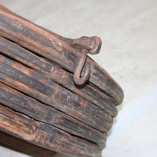 Brown Monumental Antique Blacksmith Furnace Bellows by Cincinnati Bellow Works 19thC For Sale - Image 8 of 13