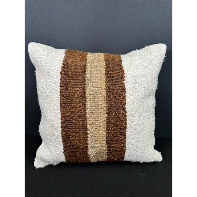 Turkish Hemp Pillow Cushion Natural Beige Brown Pillow Cushion Cover 20x20 For Sale - Image 4 of 4