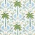 Sample - Schumacher Island Palm Indoor/Outdoor Fabric in Blue & Green For Sale