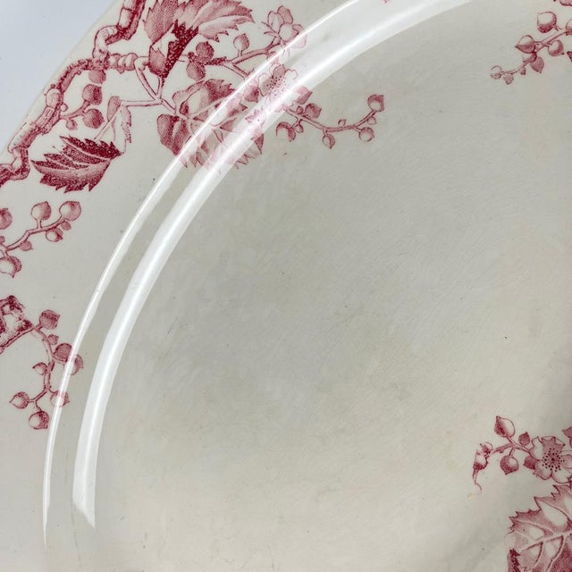 Oval Pink Earthenware Fontainebleau Serving Platter from KG Lunéville, 19th Century For Sale - Image 10 of 11