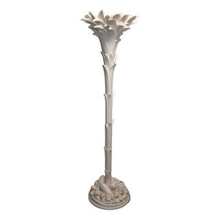 1970s Serge Roche Style White Faux Bois Sculptural Standing Lamp For Sale