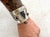 1970s 1970s Brutalist Sterling Silver Cuff Bracelet With Gem Stones For Sale - Image 5 of 6