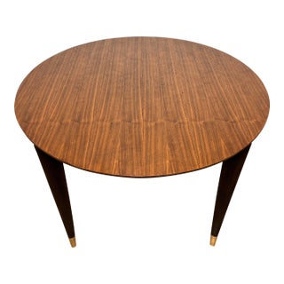 C. 1950s Gio Ponti for Singer Dining Table in Walnut With Brass Sabots For Sale