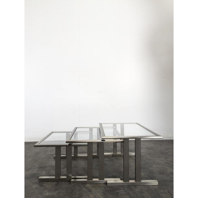 Space Age Nesting Tables in Chrome Steel, Set of 3, in Very Good conditions.