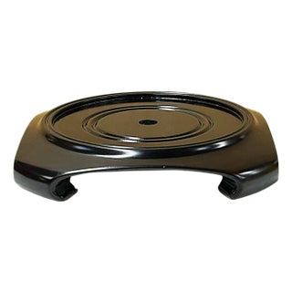 6" Dark Brown Square Scroll Legs Round Top Wood Display Stand Riser Easel For Sale