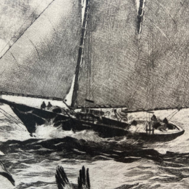 Etching by Rh Palenske “America Wins!” First “America’s Cup Race” 1851 For Sale - Image 9 of 12