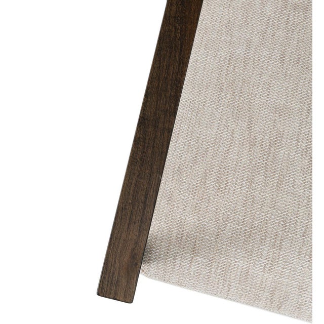 Linen Iron Frame Oak & Linen Arm Chair For Sale - Image 8 of 9