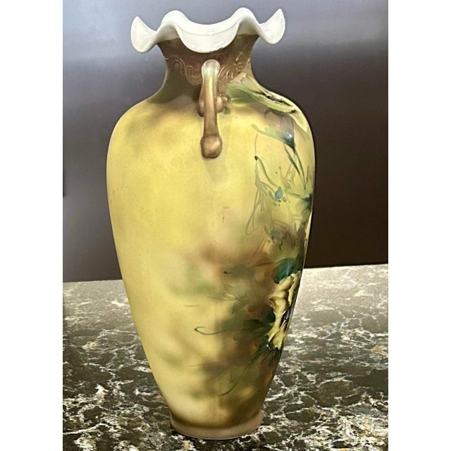 Antique, Hand-Painted, Royal Nippon Nishiki Porcelain Vase With Gilded Accents and a Ruffled Lip, Limited Edition 42/783, Trade Mark 36163, C1900’s For Sale In South Bend - Image 6 of 12
