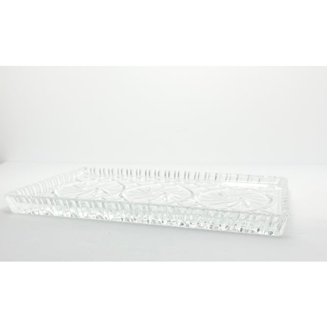 1940s Vintage American Pinwheel Heavy Cut Crystal Large Vanity Dresser Tray For Sale - Image 4 of 7