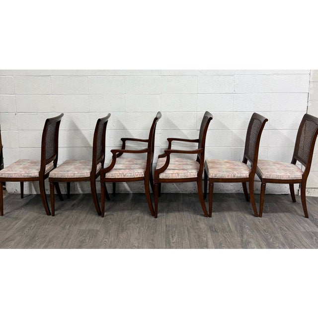 French Vintage Neoclassical French Regency Style Cane Back Dining Chairs - Set of 6 For Sale - Image 3 of 11