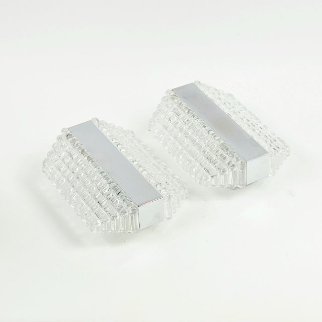 Mid-Century Modern Glass and Chrome Wall Sconces from Kaiser Leuchten, 1960s, Set of 2 For Sale - Image 6 of 9