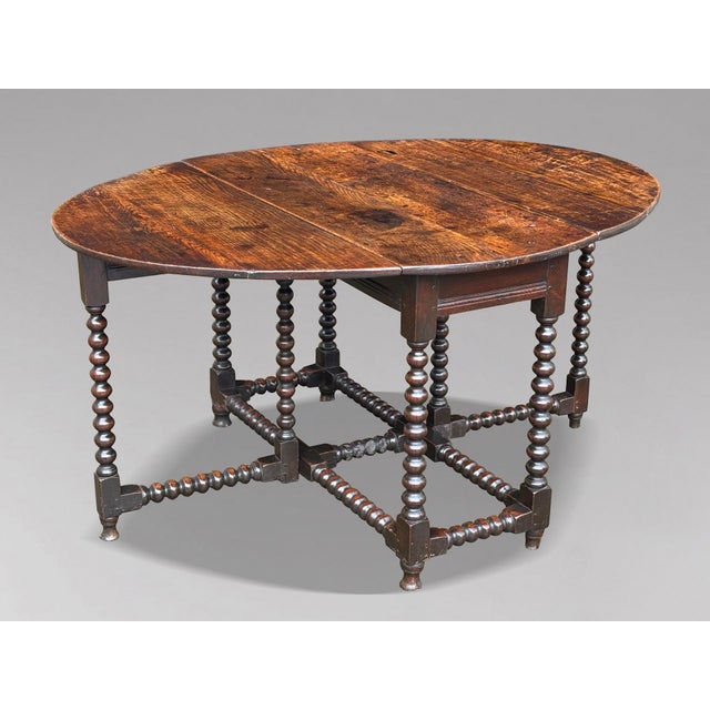 Brown Antique Charles II Oak Gateleg Table, 1680 For Sale - Image 8 of 11