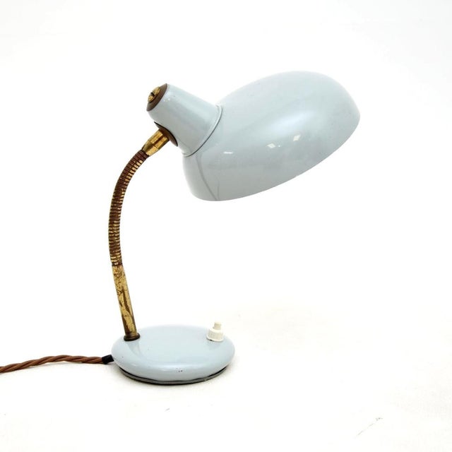 A wonderful vintage French enamelled tole and brass desk lamp. This was recently imported from France, it dates from the...