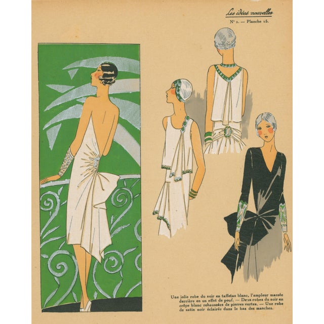 Original 1928 French pochoir color plate from Les Idées Nouvelles de la Mode et des Arts, under the artistic direction of...