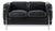 Authentic Cassina Lc2 Black Leather Two-Seat Sofa by Le Corbusier 1994 For Sale