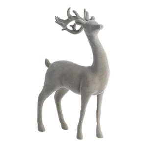 Flocked Standing Deer Figurine Statue, Taupe